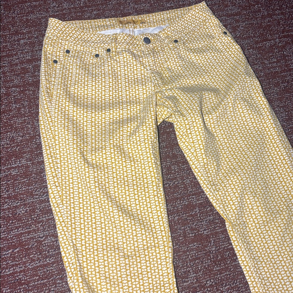 PrAna Kara jeans in marigold and white patterned organic cotton denim women’s 27